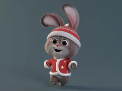 Cartoon cute rabbit 3D model