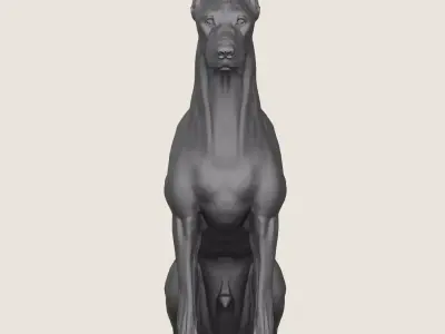Doberman Dog Sitting 3D print model