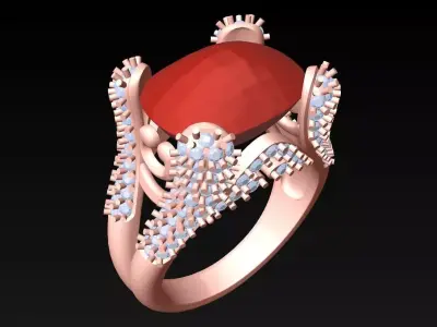 Oval Stone Ring - Womens Rings - GN279 3D print model