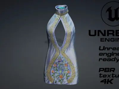 Floral dress PBR 4k Low-poly 3D model