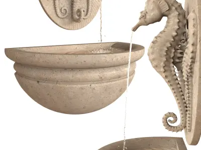 Seahorse Wall Fountain Water Feature 3D model