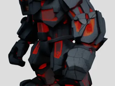 Stone Lava Golem - Game asset 3D model
