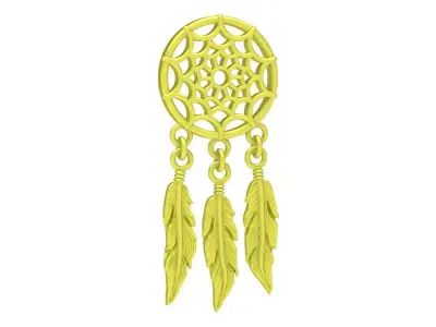 Luxury Dreamcatcher Feather Pendant Jewelry Design 4202 3D print model