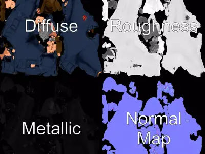 Blue Workman Model Pack Low-poly 3D model