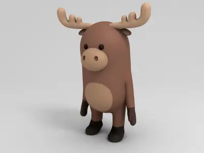 Rigged Cartoon Moose 3D model
