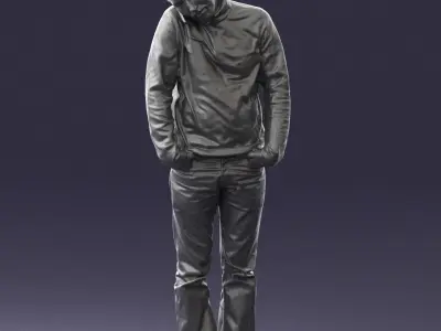 Busy man with a phone in green jacket 0255 3D Print Ready 3D print model