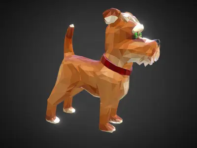 Cartoon Dog Low Polygon Art Farm Animal Low-poly 3D model