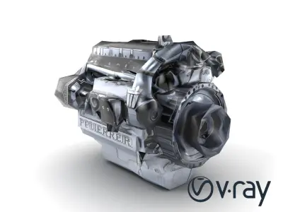 High-Precision Diesel V6 Engine Model Pack Low-poly 3D model