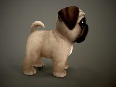 Pug Mops Low-poly 3D model