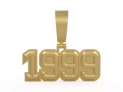 Model 1171 Number 1999 Necklace Curved With Border 3D print model