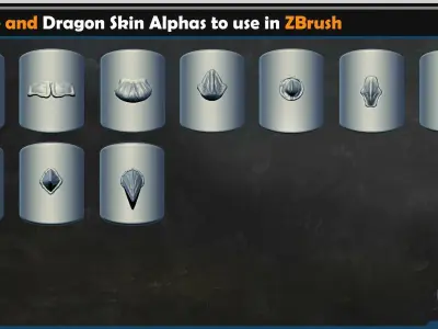 30 Reptile and Dragon Skin Brushes  Vol 02 3D model