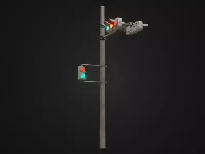 Moderately Dirty Japanese Traffic Light Low-poly 3D model