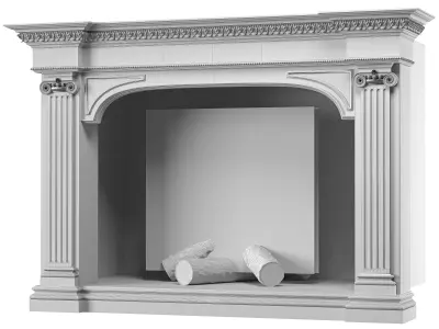 blk wood classical fireplace art 001 3D model