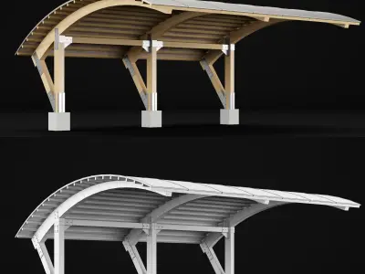 Woden carport 3 3D model