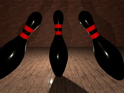 Bowling Ball And Pins Set Low-poly 3D model