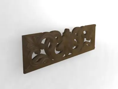 Frame wooden wall plaque with ornate carvings 3D model