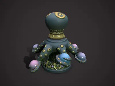 Octopus flowerpot Low-poly 3D model