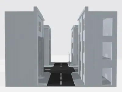 Modular Street Unit for 3d Art Low-poly 3D model