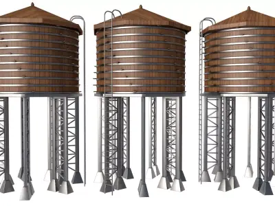 Wooden Water Tower  3D model
