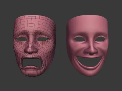 Theater Mask Low-poly 3D model