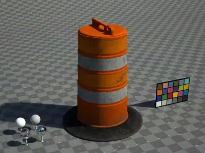 Low Poly Round Traffic Barrier Low-poly 3D model