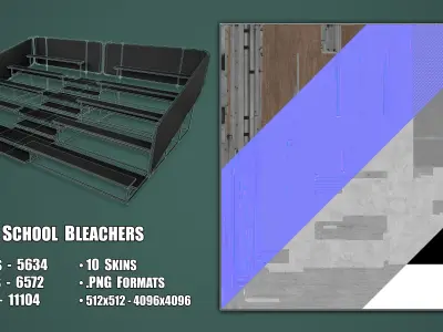 Painted Metal School Bleachers Low-poly 3D model