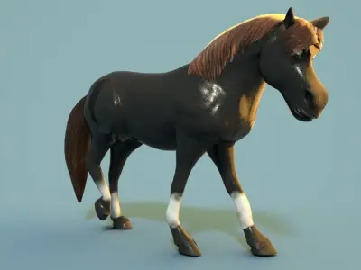Cartoon Horse Low-poly 3D model get
