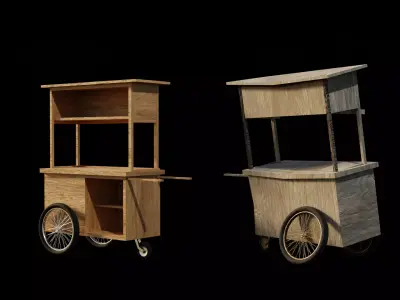 Cart and broken cart Low-poly 3D model