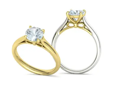 7mm 4prong Bow design Classic Engagement ring 3dmodel  N10314 3D print model