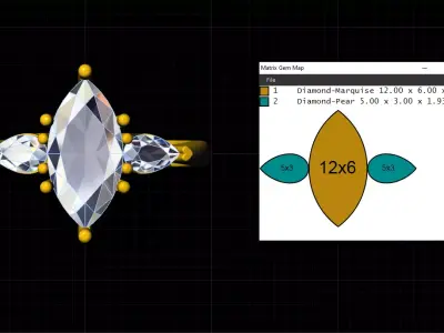 Luxury Three Stone Marquise Ring 3D print model