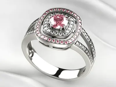 5mm Gemstone Luxury Gold Ring 3D print model