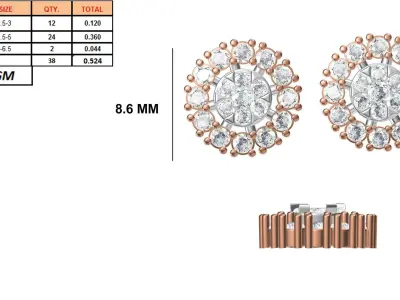 Women Diamond Earrings STL FBX JCD Details 3D print model