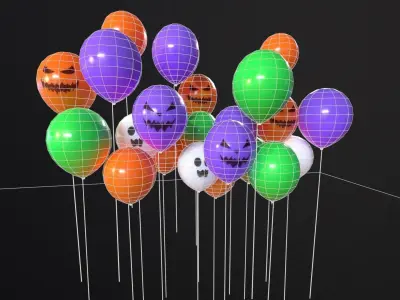 Decorative Halloween Balloons Low-poly 3D model