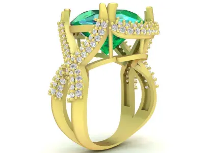 Luxury Double Halo Gemstone Women Ring  3434 3D print model