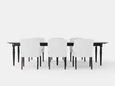 Osterville black with Delano chair white Dining Set Low-poly 3D model