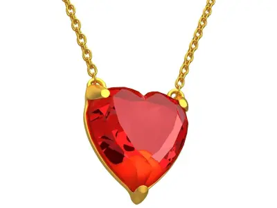 GEMSTONE HEART Red PENDANT NECKLACE 3D model