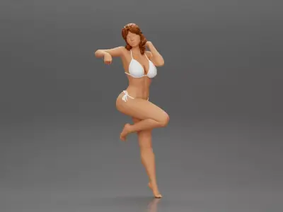 Sexy girl in bikini Leaning Against car 3D print model