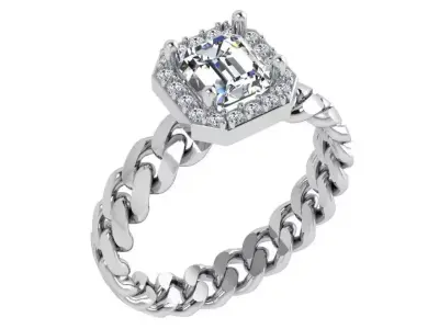 Emerald Halo Chain Ring 4503 3D print model