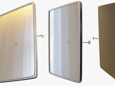 Wall Theater Mirror Square Shape with Crack and PBR Options Low-poly 3D model