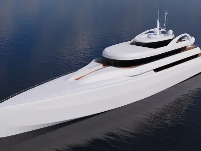 Superyach motor yacht floating in ocean 3D model