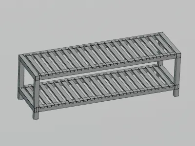 wooden shelf 01 Low-poly 3D model