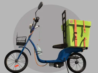 Motorbike 3d delivery bike Low-poly 3D model