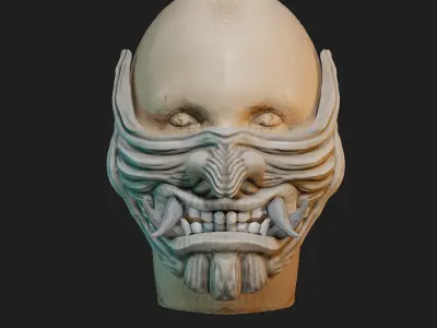 Hannya Samurai Oni Half Mask 3D print model