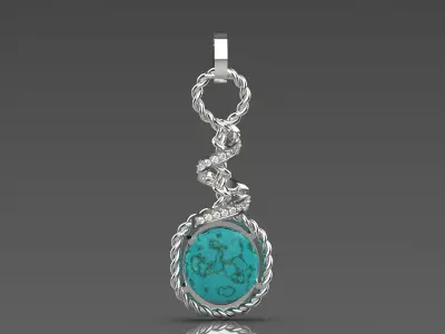 Special women pendant turquoise and diamond model jp0226 3D print model