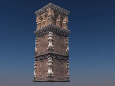 Tower clock in italy Low-poly 3D model