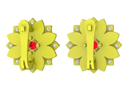 Luxury Floral Cluster Gemstone Earrings for Women 5928 3D print model