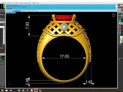 Luxury Oval Gemstone Openwork Signet Ring for Men 4018 3D print model