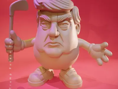 Golden Hair Potato - Silly 3D Character Model 3D print model