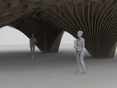 Spiral Waffle Pavilion 3D model