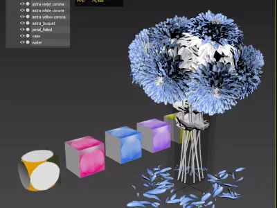 Bouquet of aster flowers 3D model